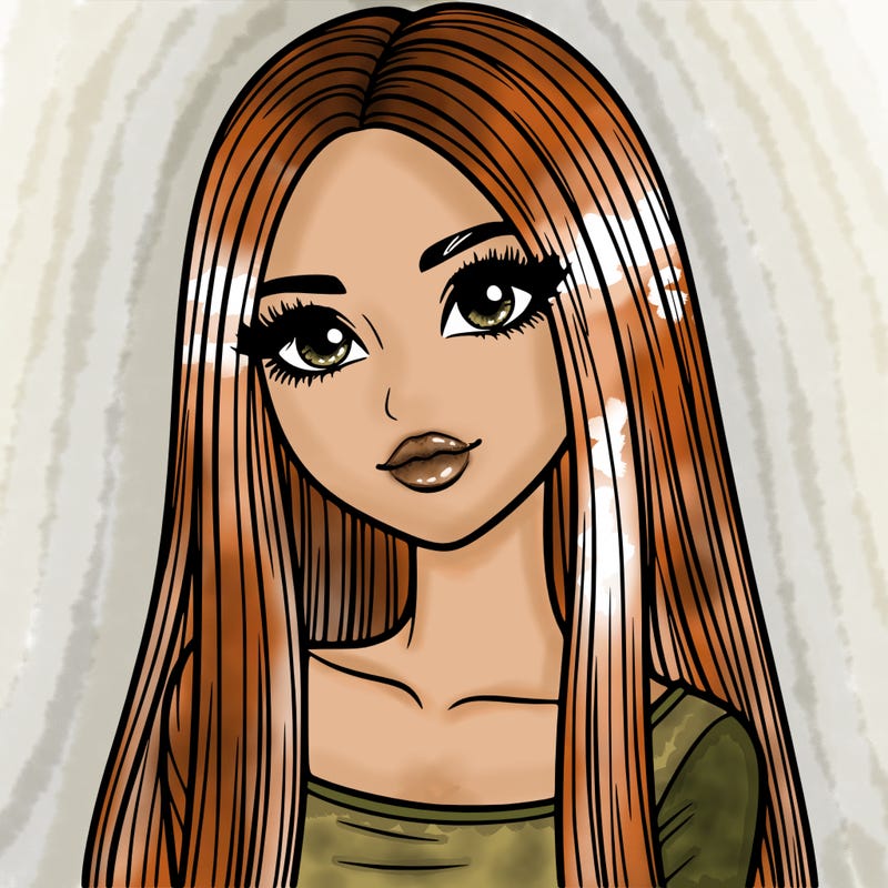 realistic girl with straight and long hair