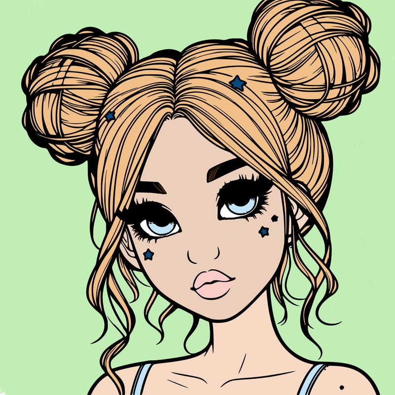 realistic girl with space buns