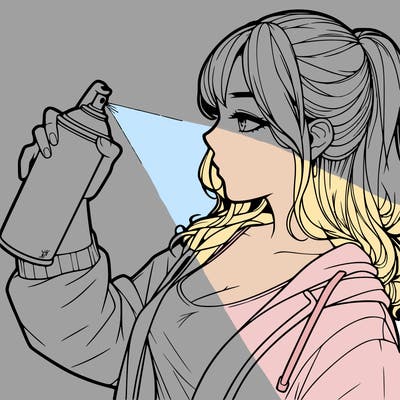 a realistic girl spray, painting