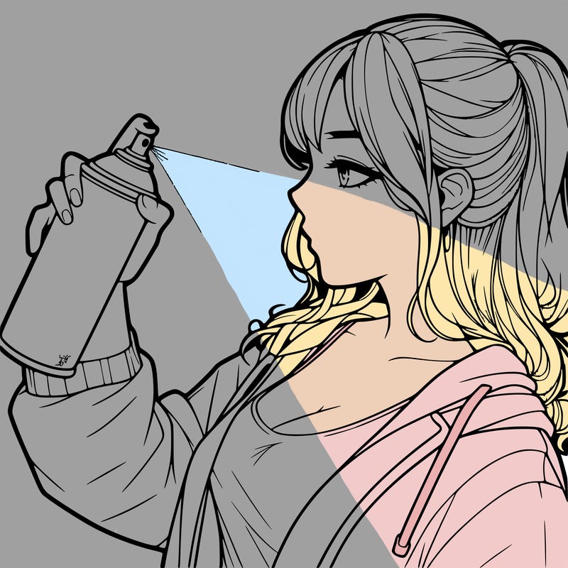 a realistic girl spray, painting