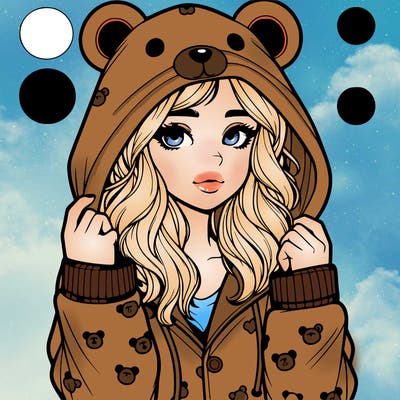 realistic girl in a animal pjs hoodie
