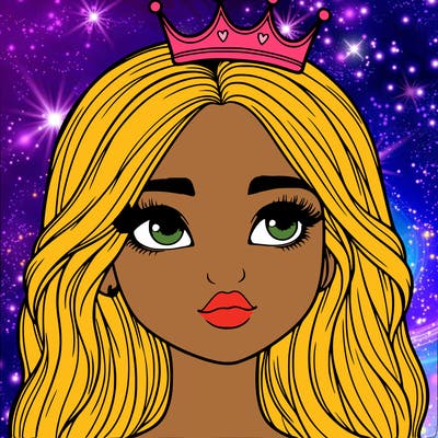 a realistic girl with a crown on