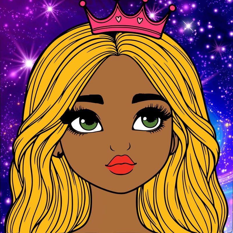 a realistic girl with a crown on