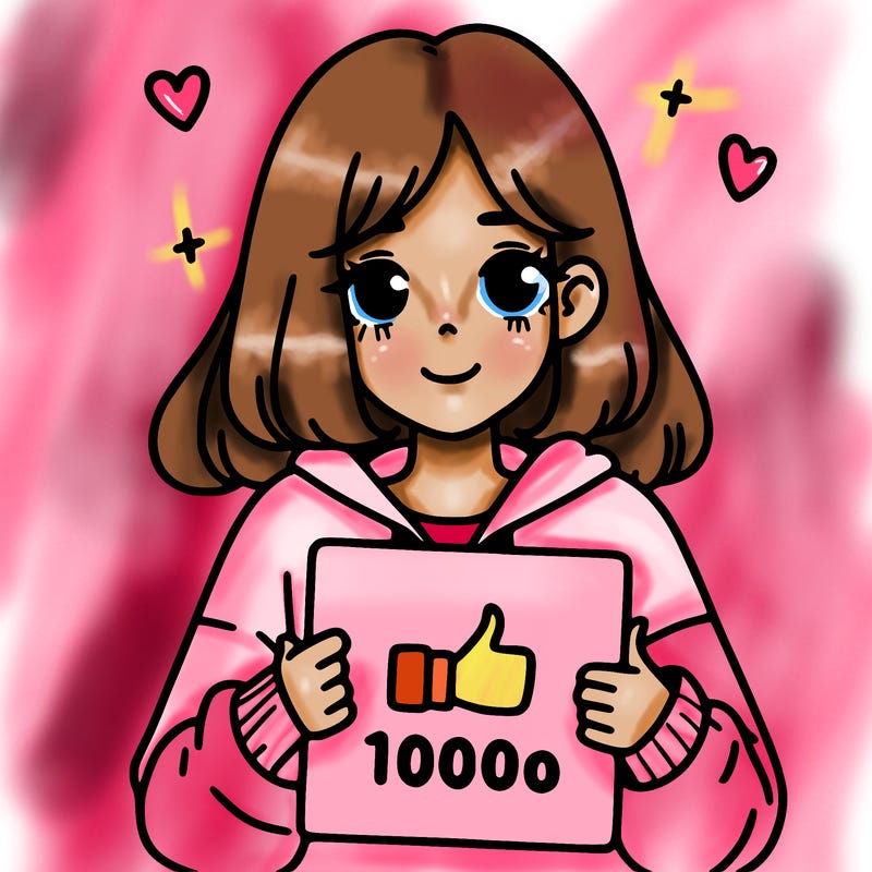 a girl with a sign saying 1000 likes