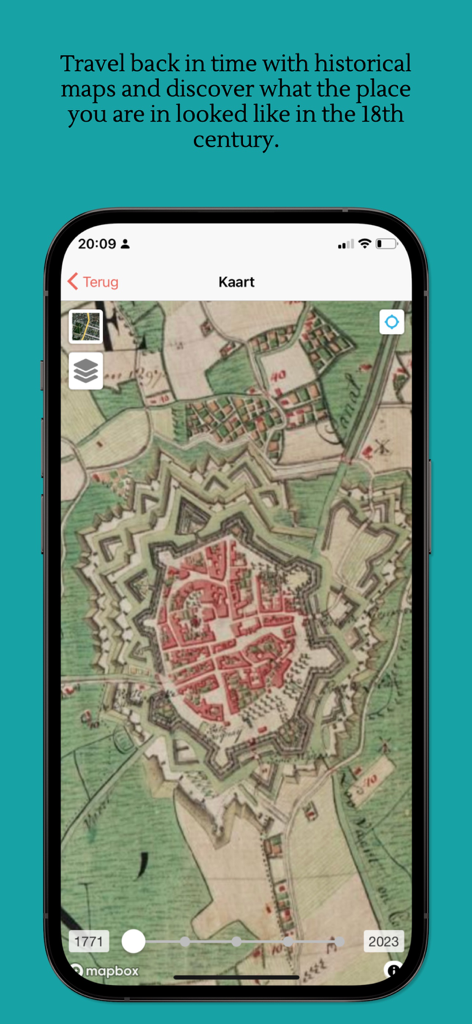 Heritage App - ヘリテージアプリが要塞都市の18世紀の歴史的地図を表示