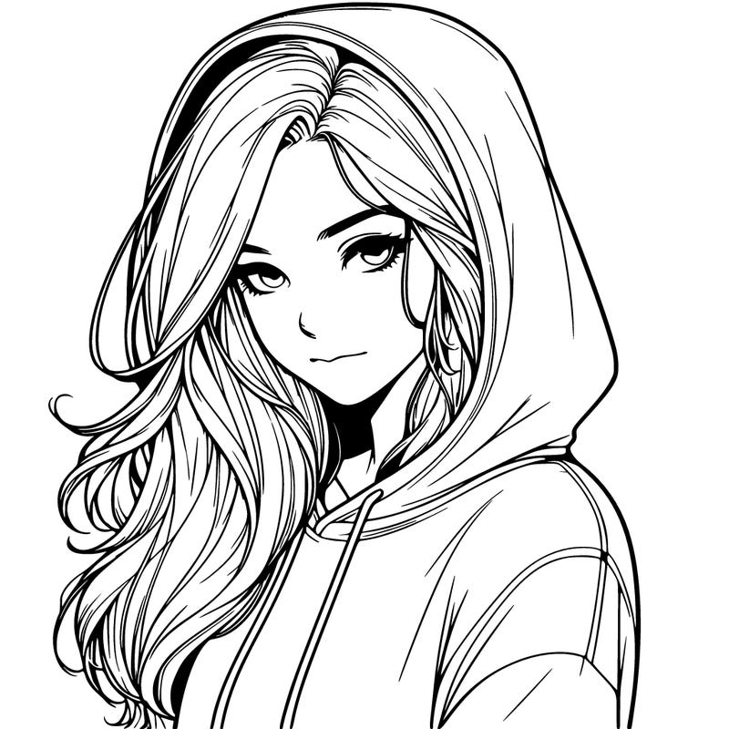 realistic adult girl with hoodie on