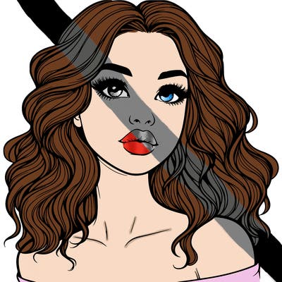 realistic girl with wavy hair and lips