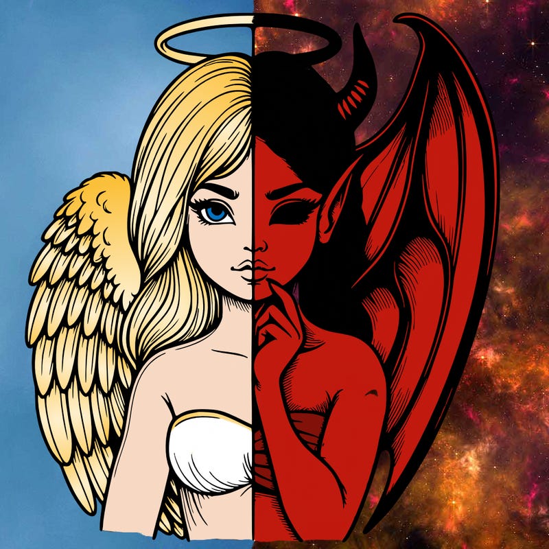 realistic angel half demon