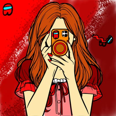 a realistic girl holding her phone taking pictures