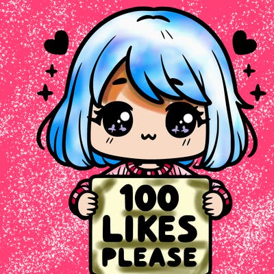 cute girl holding a sign saying 100 likes please