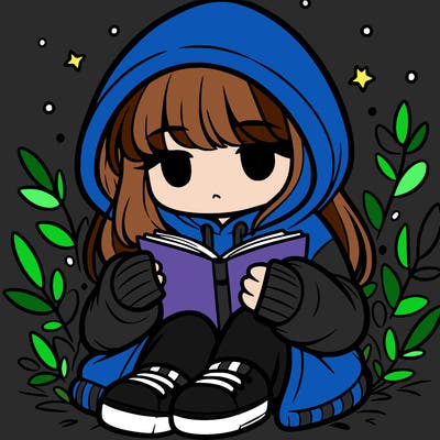 girl in oversized hoodie reading a book
