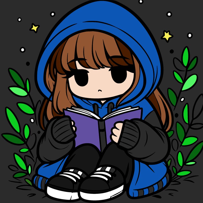 girl in oversized hoodie reading a book