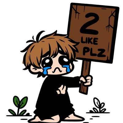 small poor toddler crying with sign that says 2 like plz