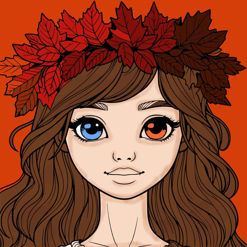 realistic girl with fall leaf crown