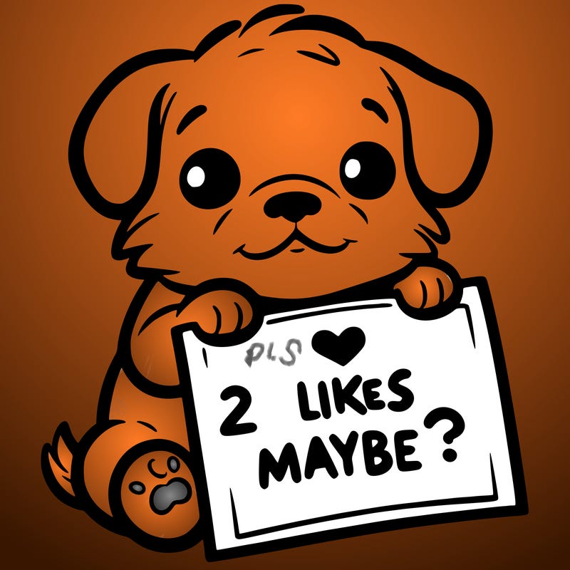 a puppy holding a sign that says 2 likes maybe?