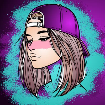 realistic  girl with a backwards hat