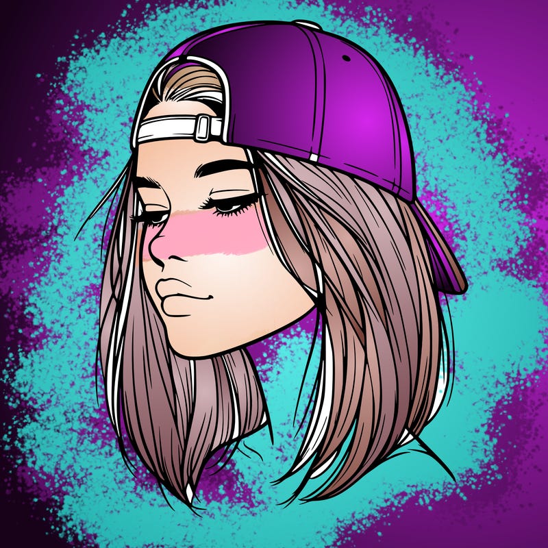 realistic  girl with a backwards hat