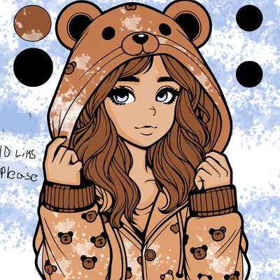realistic girl in a animal pjs hoodie