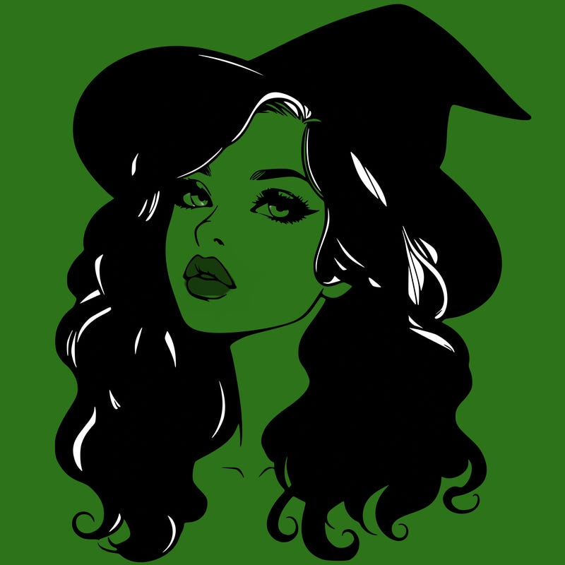 realistic witch girl with wavy hair and lips
