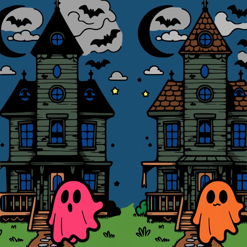 haunted house with ghost