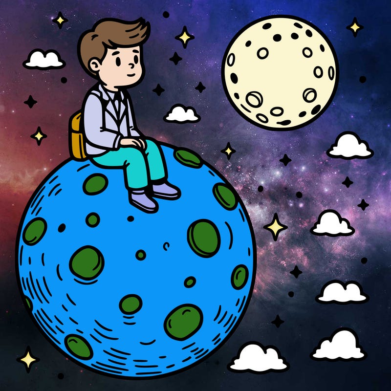 man on the moon looking down on earth