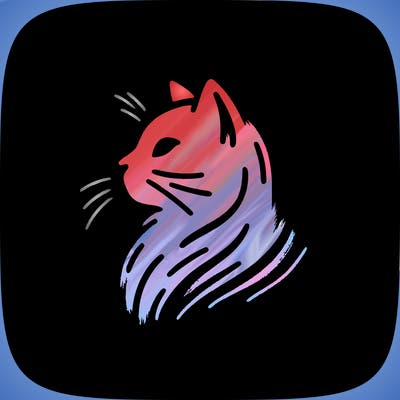 minimalist line art illustration of a cat's profile, white on black background, textured brush strokes, simple, elegant.