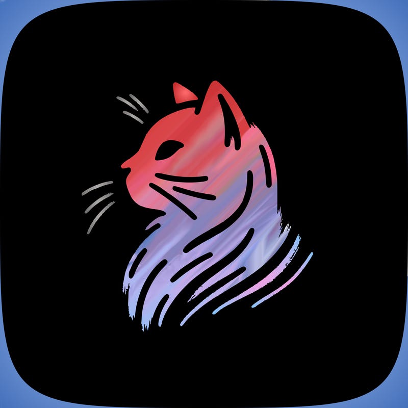 minimalist line art illustration of a cat's profile, white on black background, textured brush strokes, simple, elegant.