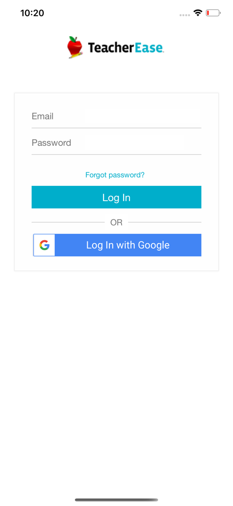 TeacherEase - Parents/Students - TeacherEaseアプリの保護者と生徒向けのログインページ