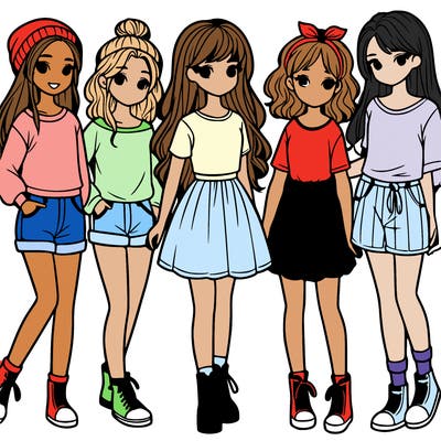 a group of five girls