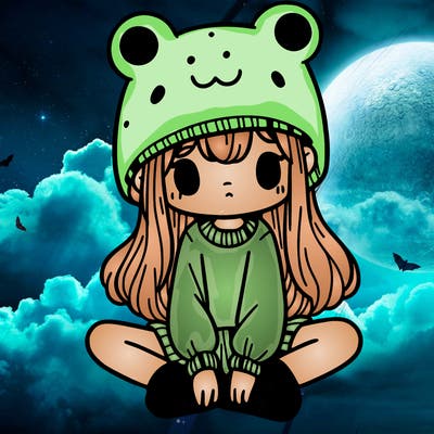 a girl wearing a frog hat and some frog socks