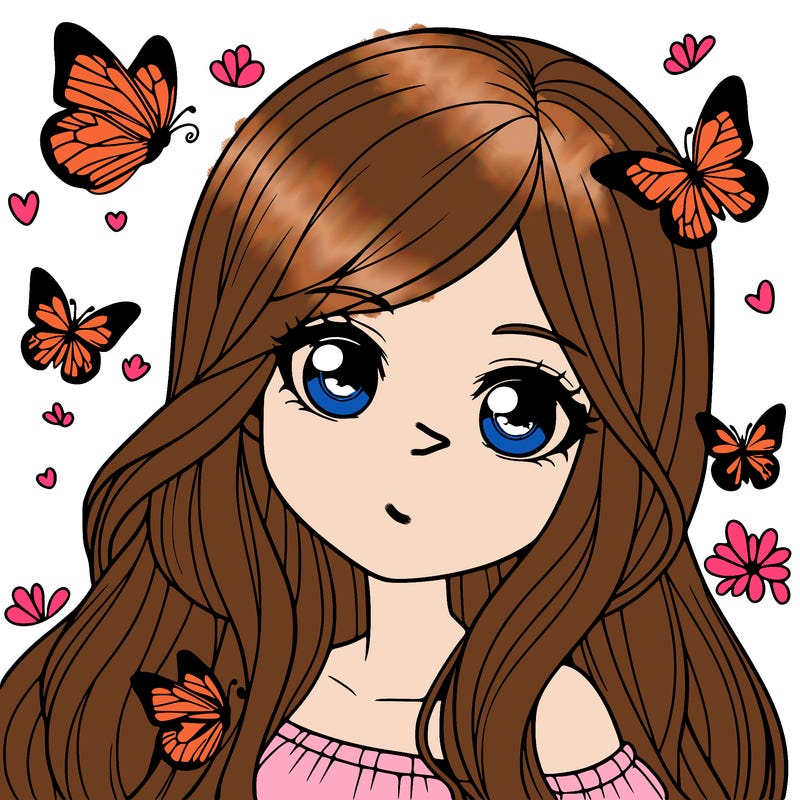 realistic girl with butterflies around her
