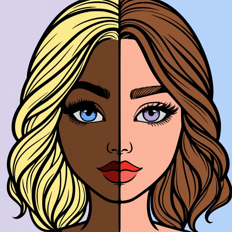 realistic girl split half