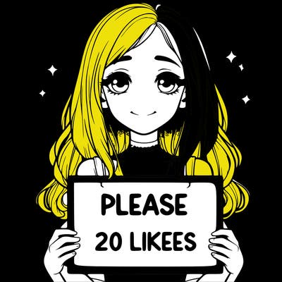realistic girl holding a sign that says please 20 likes