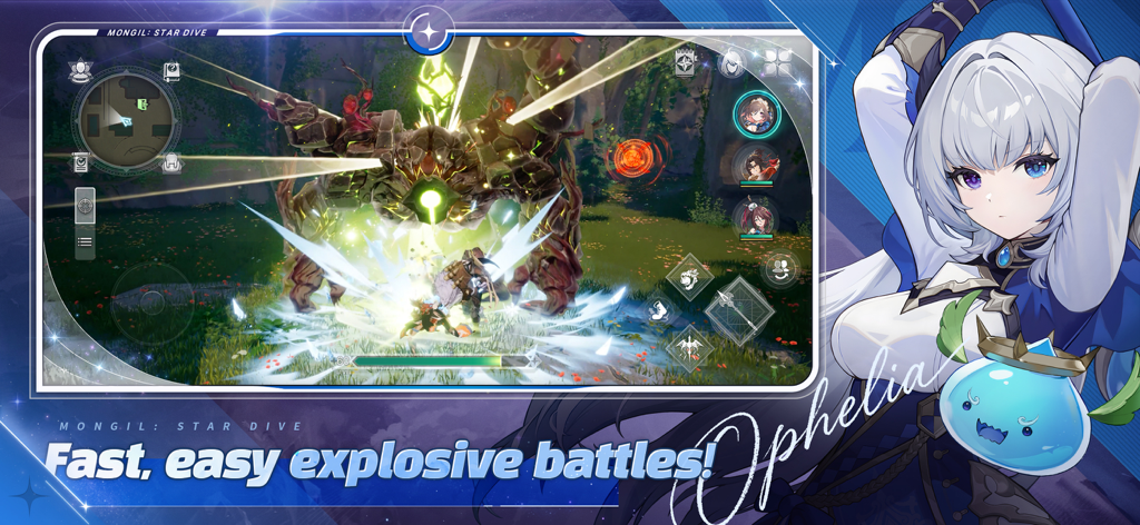 MONGIL: STAR DIVE - Fast and explosive action battle gameplay in MONGIL STAR DIVE featuring the character Ophelia