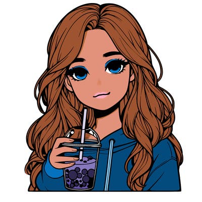 realistic teen girl with boba