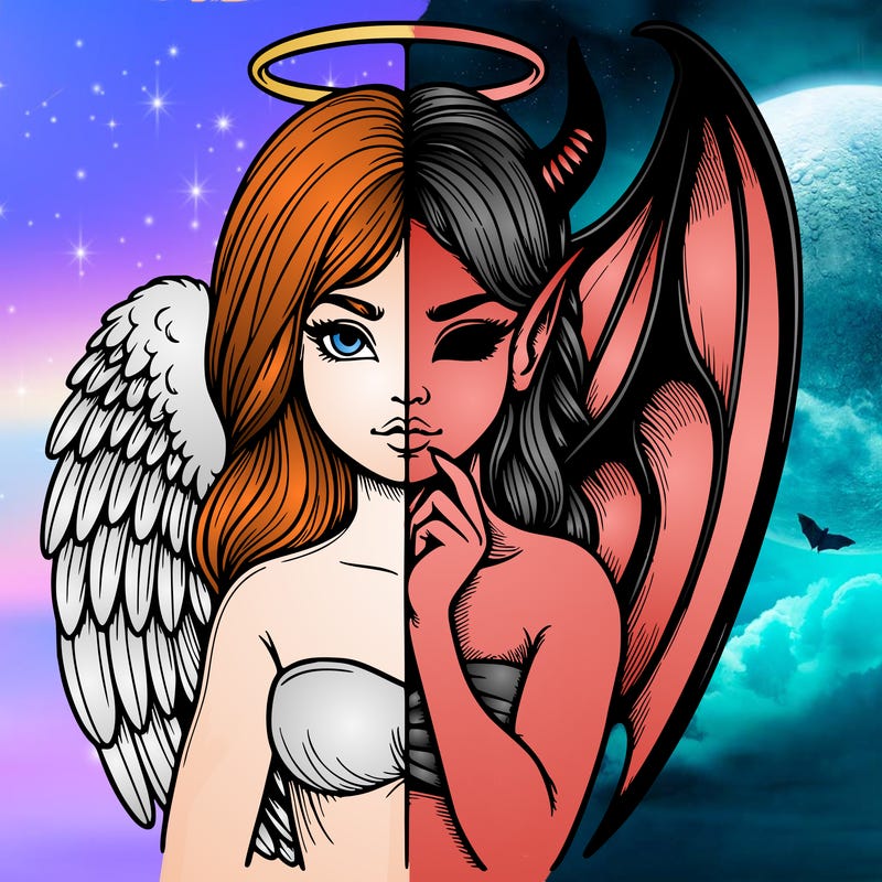 realistic angel half demon