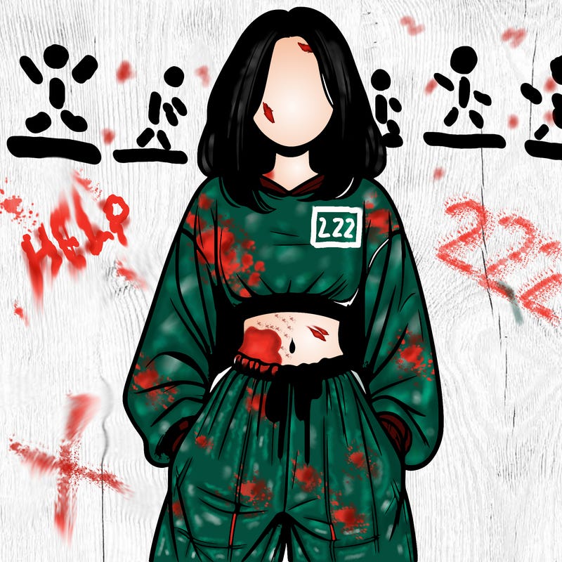 realistic girl faceless with baggy pants and a crop top