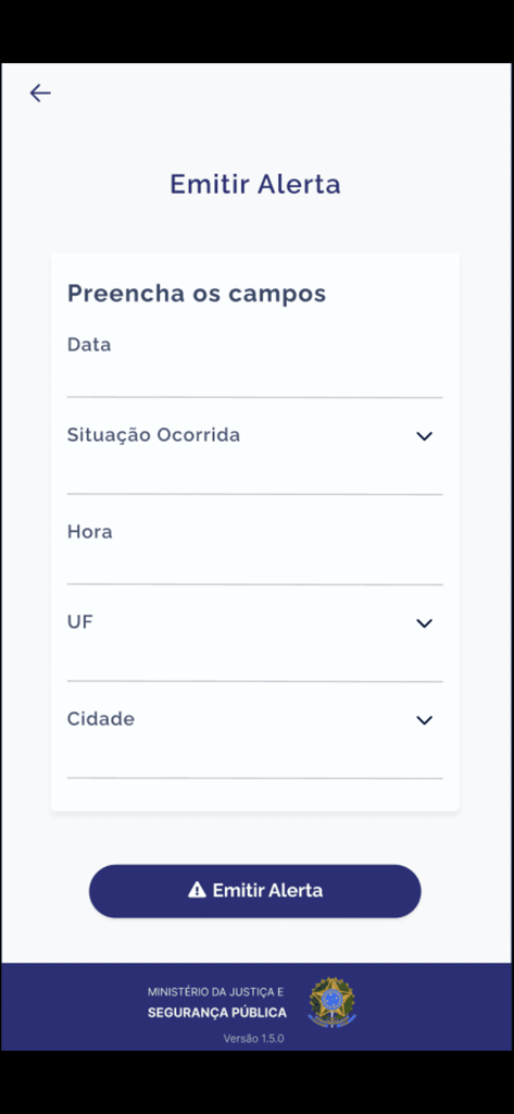 Celular Seguro BR - Celular Seguro BR app screen showing the form to issue a security alert for a lost or stolen phone