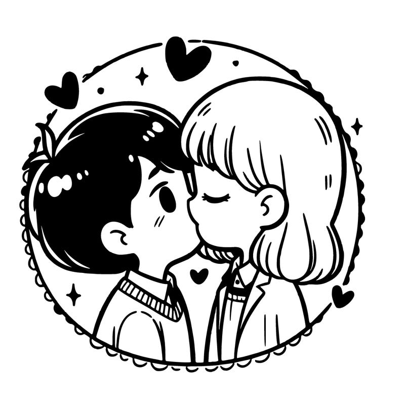 a girl kissing a boy