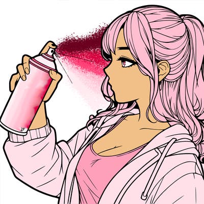 a realistic girl spray, painting