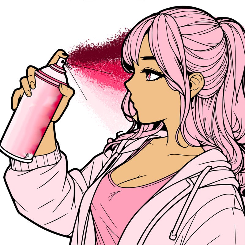 a realistic girl spray, painting