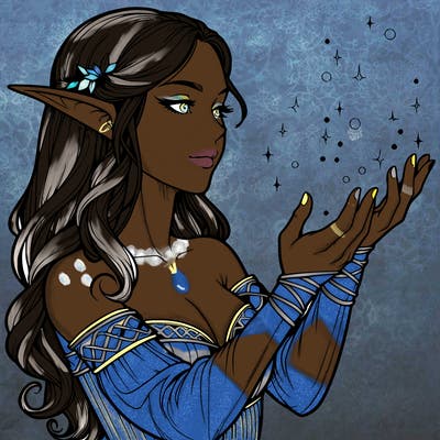 realistic elf girl doing magic