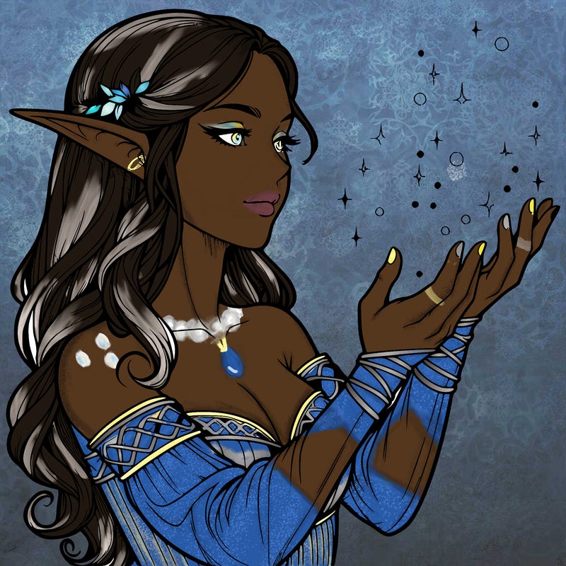 realistic elf girl doing magic