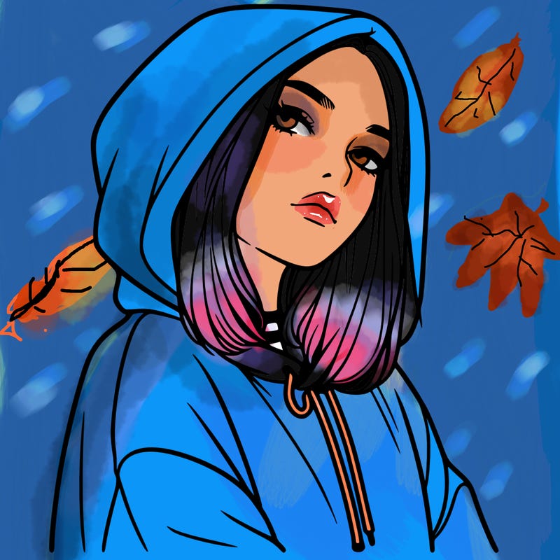 a realistic girl in a hoodie