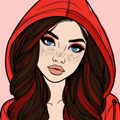 realistic beautiful girl with a hood on