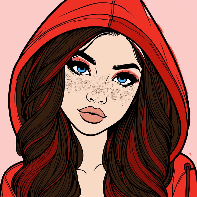 realistic beautiful girl with a hood on