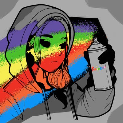 a realistic girl, spray painting