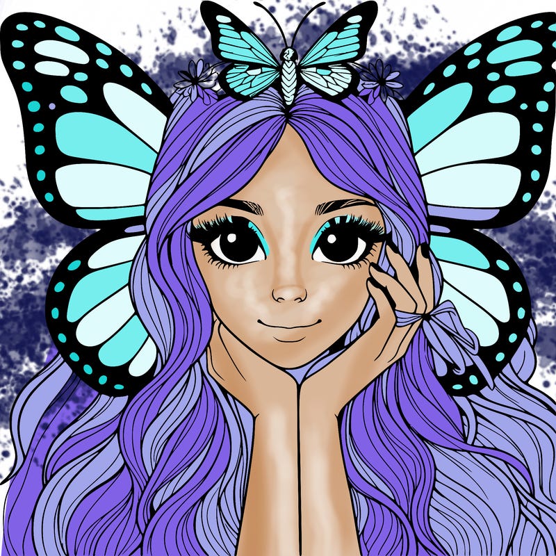 butterfly realistic girl