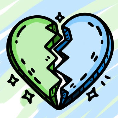 split in half heart