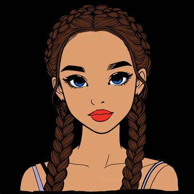 realistic girl with braids
